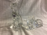 Lot of 2 Pieces Collector Crystal Clear Glass Figurines Size: 3-6.5