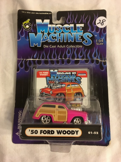 Collector New in Package Muscle Machines Die-Cast 1:64 Scale '50 Ford Woody Pink Car