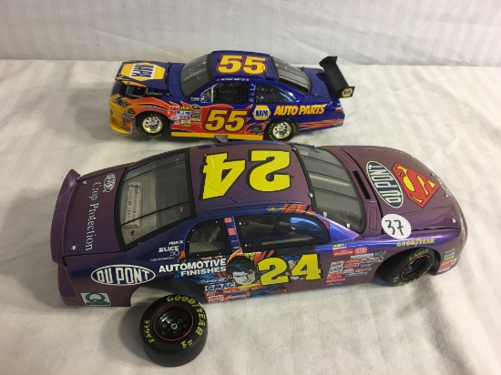 Lot of 2 Collector Nascar Loose #24 & #55 Scale 1:18 and 1:24 Die-Cast Metal Cars Has Minor