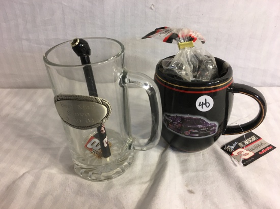 Lot of 2 Pieces Collector Clear Glass & Mug Nascar - See Pictures