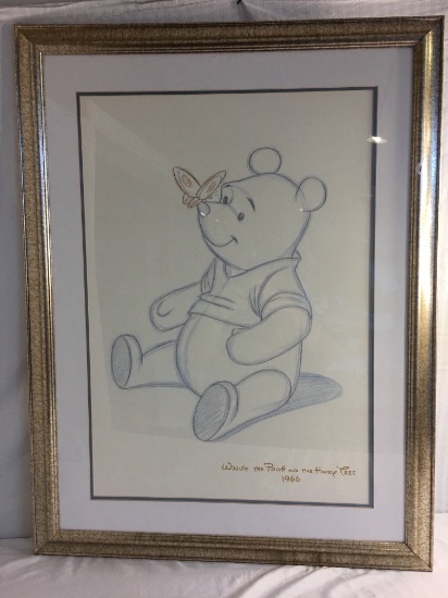 The Walt Disney " Winnie the Pooh and The Honey Tree 1966 Sketch Framed Size:35"Tall by 25"Width