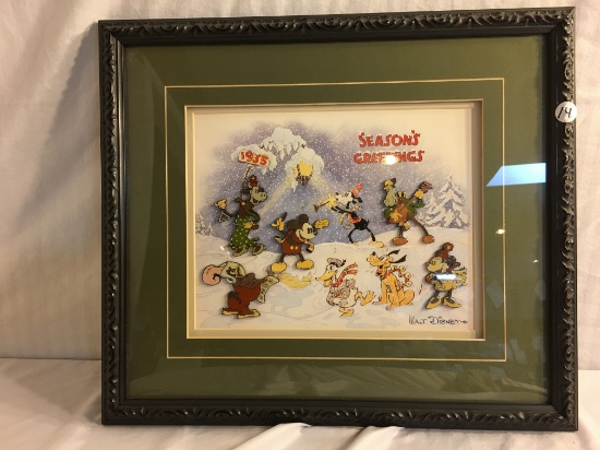 Collector The Walt Disney "Season's Greeting Pin Set" With COA Frame Size:15.5" by 18" - See Photos