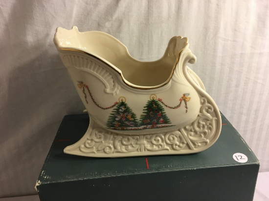 Collector Holiday Lenox Fine Ivory The Joys Of Christmas Sleigh Box Size: 7.5x7.5"x12" Width Box
