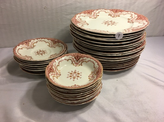 Lot of 35 Pieces Collector Alfred Meakin Ltd. Cambridge LUNCHEON PLATE, Saucer, Cake Royal Semi