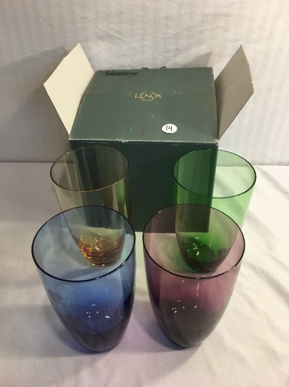 Collector Lenox  Assorted Color Gems Jighball Set of 4 SKU #6050769 Made in Slovenia Glass 6.5"T