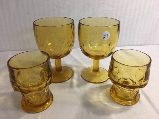 Lot of 4 Pieces Collector Glasses 2 Wine Glass and 2 Juice Colored Glass Assorted Size