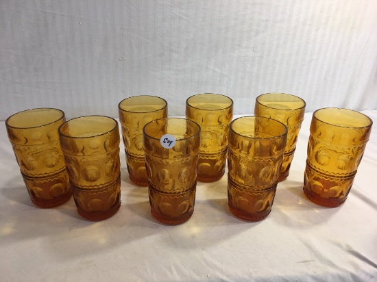 Lot of 8 Pieces Collector Vintage Avon Amber Glasses (Juices Glass) Size: 5.5"tall/each - See Pictur