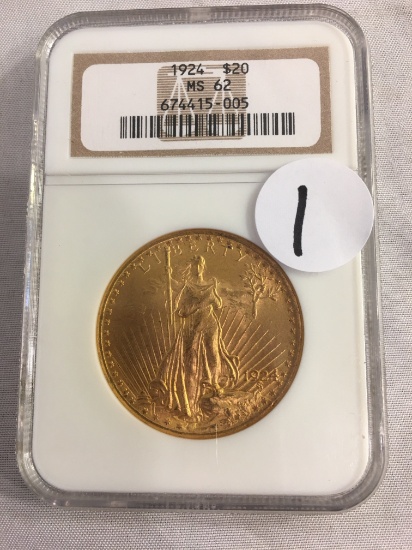 Collector 1924 $20 Saint Gaudens NGC MS62 Gold Coin
