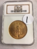 Collector 1924 $20 Saint Gaudens NGC MS62 Gold Coin