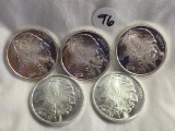 Lot of 5 Pieces Collector  1 oz./each coin 5 oz total  Buffalo Town Silver Round Silver Coins
