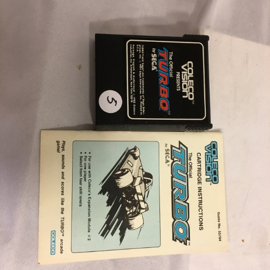 Collector Vintage 1981 Coleco Vision Present  The Official TURBO By Sega No.55704