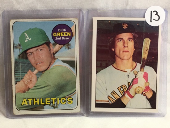 Lot of 2 Pcs Collector Vintage Sports Baseball Trading Cards Gary Leah Thomasson and Dck Green Card