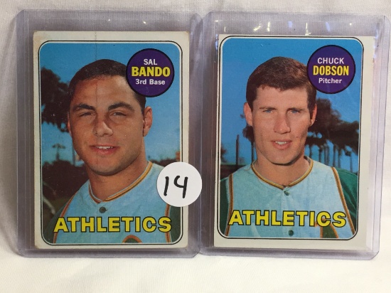 Lot of 2 Pcs Collector Vintage Sports Baseball Trading Cards Chuck Dobson and Sal Bando Sport Cards