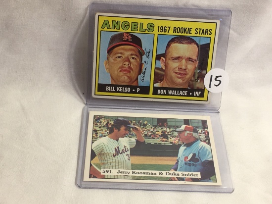 Lot of 2 Pcs Collector Vintage Sports Baseball Trading Cards Angels 1967 Rookies Stars 591 Jerry Koo