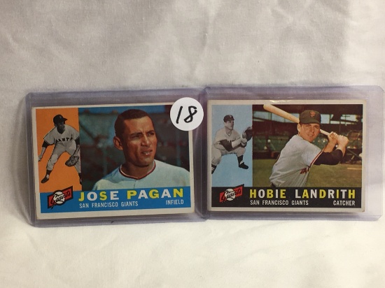 Lot of 2 Pcs Collector Vintage Sports Baseball Trading Cards Jose Pagan and Hobie Landrith Cards