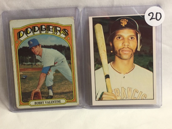 Lot of 2 Pcs Collector Vintage Sports Baseball Trading Cards Bobby Valentine and Horcae Arthur Speed