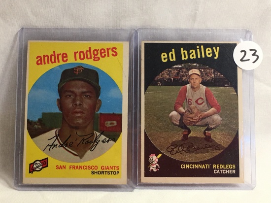 Lot of 2 Pcs Collector Vintage Sports Baseball Trading Cards Ed Bailey and Andre Rodgers Cards