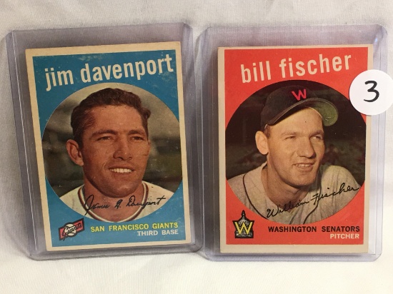 Lot of 2 Pcs Collector Vintage Sports Baseball Trading Cards Bill Fischer and Jim Davenport Sport Ca