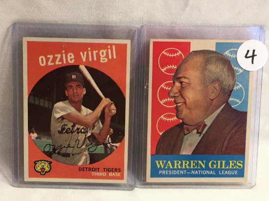 Lot of 2 Pcs Collector Vintage Sports Baseball Trading Cards Warren Giles and Ozzie Virgil Sport Car