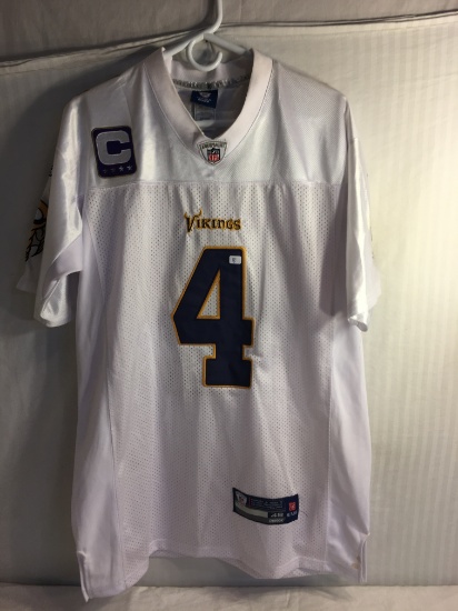 Collector Used NFL Equipment Onfield Reebok  Vikings #4 Brett Favre Size: 48 White Jersey