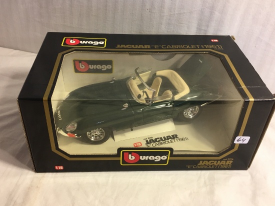 Collector Burago 1961 Jaguar "E" Cabriolet  1/18 Scale DieCast Metal Car