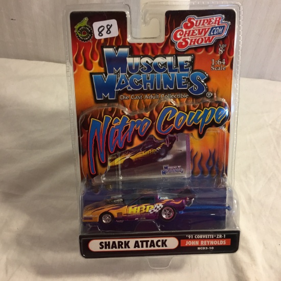Collector NIP Funline Muscle Machines Die Cast "Shark Attack 91 Corvett ZR -1   1:64 Scale Die Cast