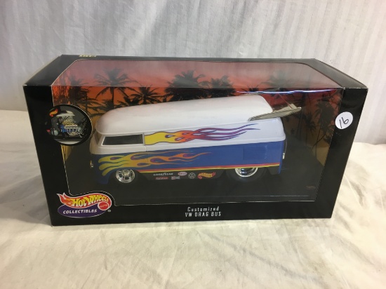 Collector NIB Hot wheels Mattel Collectibles Customized Volkwagen Drag Bus Size:13"Width