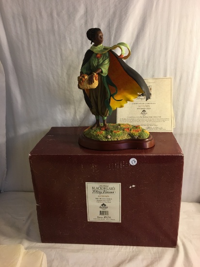 Collector Thomas Blackshear's Ebony Visions "AUTUMN" 2001 Edition Figurine On Wood Base 16x12"