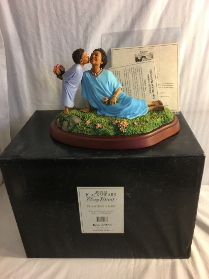 Collector Thomas Blackshear's Ebony Visions "Planting A Kiss" Ltd. Edt. 1st Issue Figurine On Wood