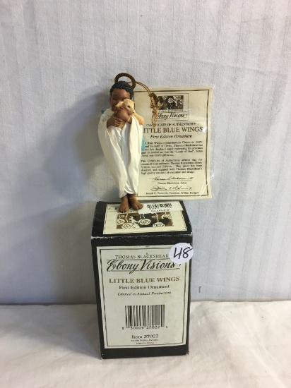 Collector Thomas BlackShear's Ebony Visions "Little Blue Wings" 1st Edition Ornament Ltd. Edt. 5"tal