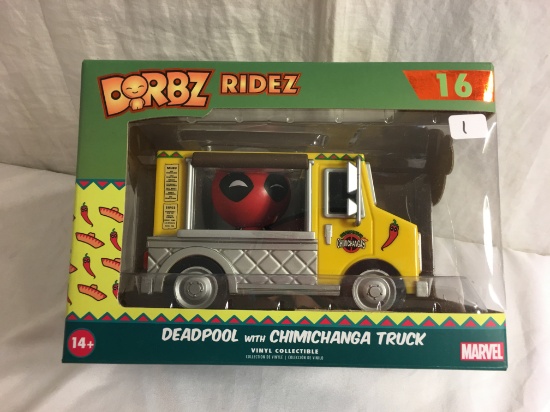 NIB DORBZ RIDEZ Funko Marvel  Deadpool With Chimichanga Truck Vinyl Collectible Box Size: 6.5x8.5