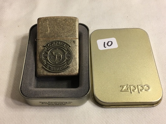 Collector A Zippo XIV Lighter Camel Cigarettes Antique Silver Plate 85th Anniversary 1998 Size: 2.1/