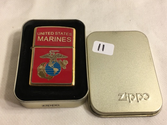 Collector Vintage K Zippo 05 Bradford Made in USA U.S Marines Solid Brass Pocket Lighter 2.1/4"tall