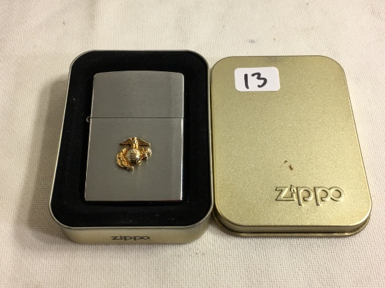 Collector J Zippo Xll Bradford Made in USA US Marines Stainless Steel Pocket Lighter 2.1/4"tall