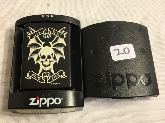 Collector I Zippo X  Bradford Made in USA Live to Rider, Ride to Live Black lIghter 2.1/4"Tall
