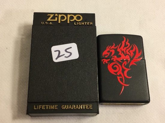 Collector Red Dragon Design I Zippo 06 Bradford Made in USA Pocket Black Color Lighter 2.1/4"