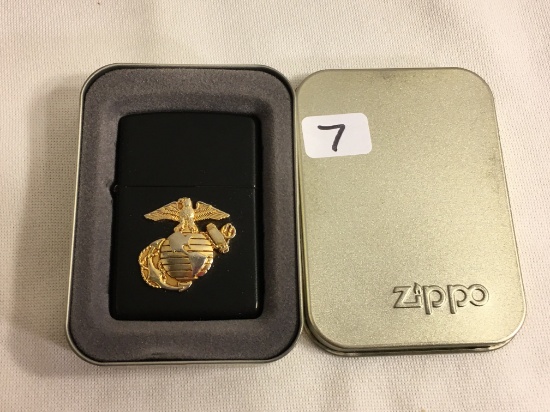Collector D Zippo Xlll U.S. Marines Bradford Made in USA Pocket Black Lighter 2.1/4"tall