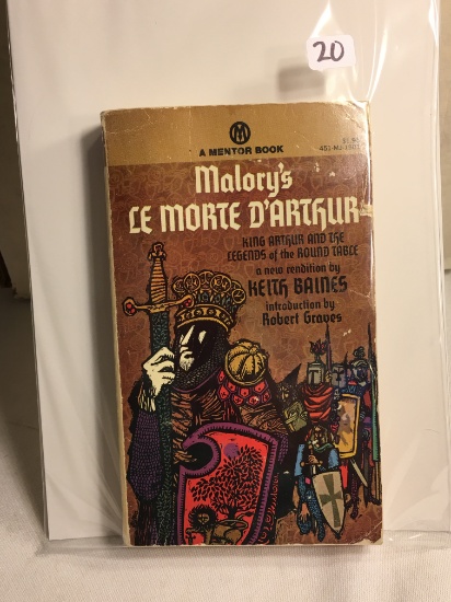 Collector Vintage/Antique 1962 Book  A mentor Book Molory's Le Morte D'arthur Book
