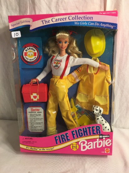 Collector Special Edition Barbie as Fire Fighter The Career Colelction Barbie Doll 12.5"Tall Box