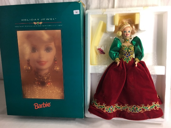 Collector Holiday Jewel Barbie Mattel Porcelain Barbie Collection Doll Box has Damage 16"tall Box