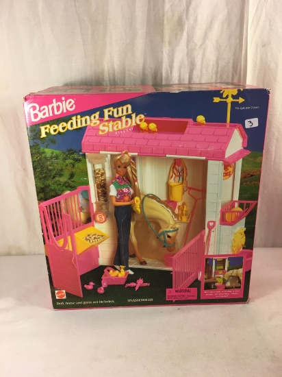 1995 Mattel Barbie Feeding Fun Stable Playset #15506 Box Size:14" by 15" Box Has Minor DMG