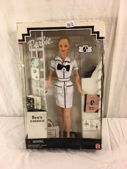 Collector Mattel Barbie See's Candies A Happy Habbit Doll Box has damage 13"tall Box