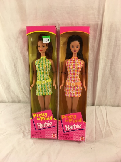 Lot of 2 Pieces Collector NIB Barbie Mattel Pretty in Plain Barbie Dolls 12"tall Box