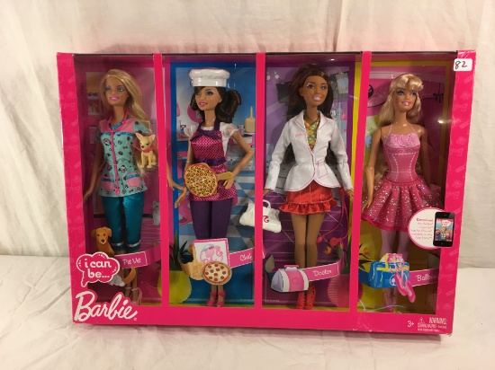 NIB Mattel Barbie  I can e Barbie Doll 4- Gift Pack Dolls Size:13"Tall by 18" Width