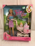 NIB Mattel Barbie Walking Barbie & New Baby Sister Krissy Doll 12.7/8