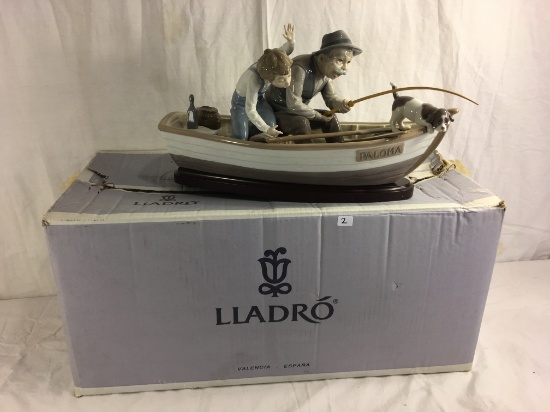 Collector  Lladro Fishing With Gramps Paloma Boat #5215 Box Size: 22"Width by 11"T By 11"Deep