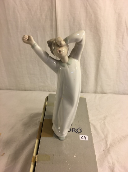 Collector Lladro Figurine "Boy Awakening" #4870 Bedtime Boy Stretching Box Size:10"Tall Box