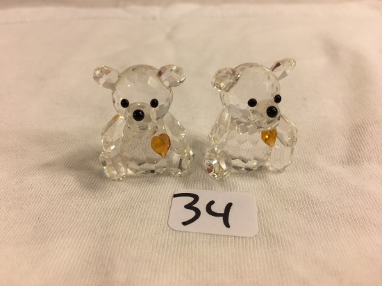 Lot of 2 Pieces Collector Loose Swarovski Clear Crystal  Bear Yellow Stone 1.1/2"Tall