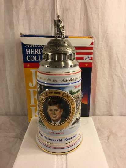 1993 American Heritage Porcelain Stein Handcrafted in Germany Joh Fitzerald Kenney 13.5"Tall