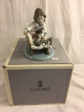 Collector Lladro Porcelain #5784 Girl w/ A Cradle of Kittens Figurine Box Size:10x9x8